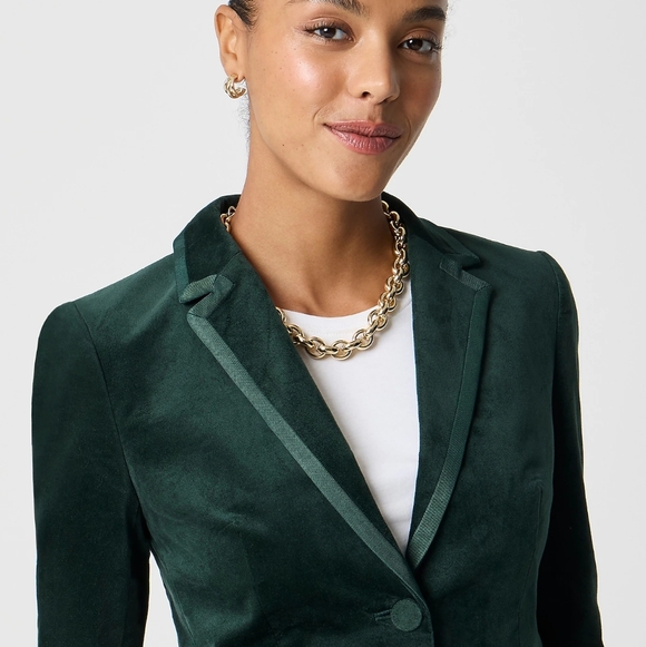 J. Crew Factory velvet schoolboy blazer Darkest Forest Green Size 16 - Picture 4 of 10